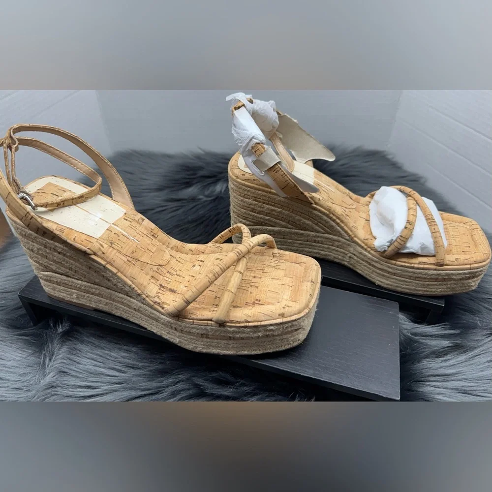 *NEW* Dolce Vita Elvia Strappy Platform Wedge Sandals in Natural Cork Size 10